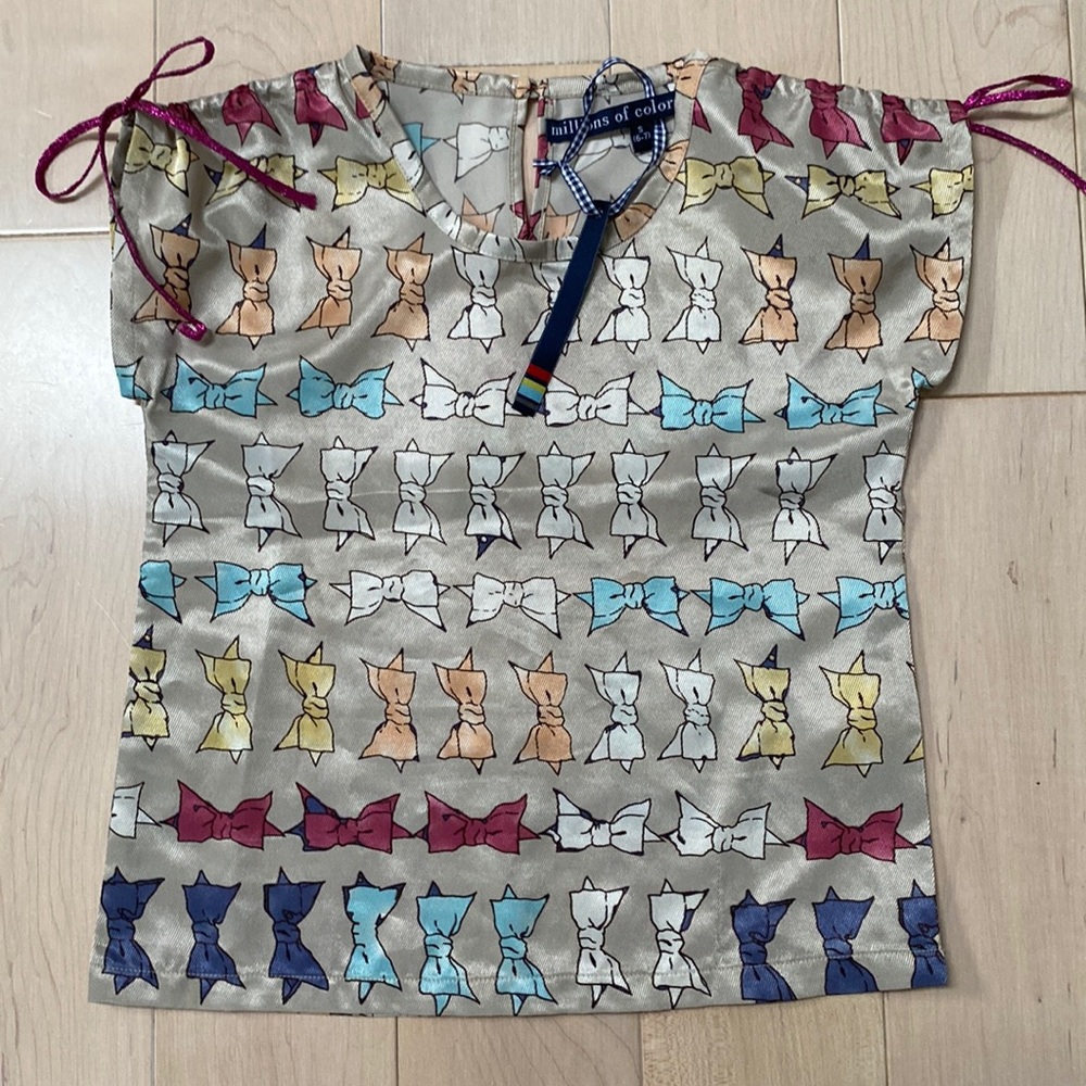 Millions of colors girls bow print soft thin top